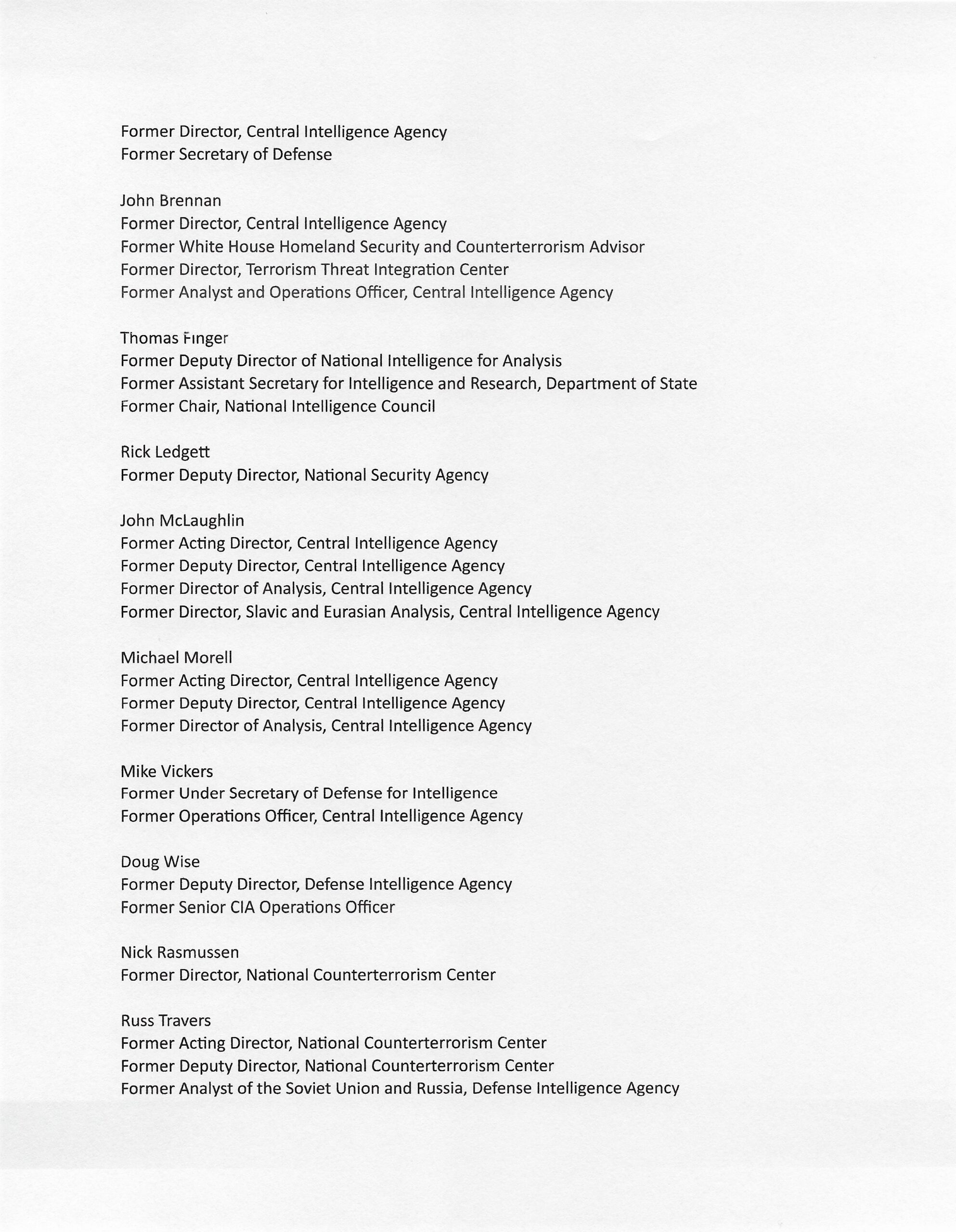 Public Statement On The Hunter Biden Emails 51 National Security