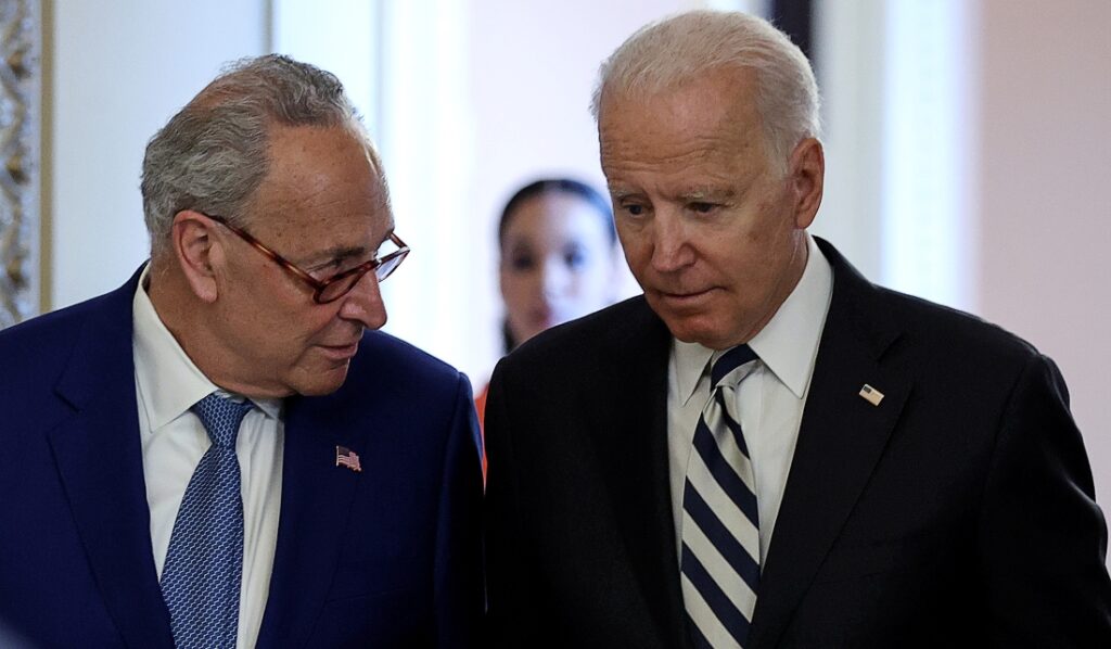 Senate Majority Leader Chuck Schumer and President Joe Biden